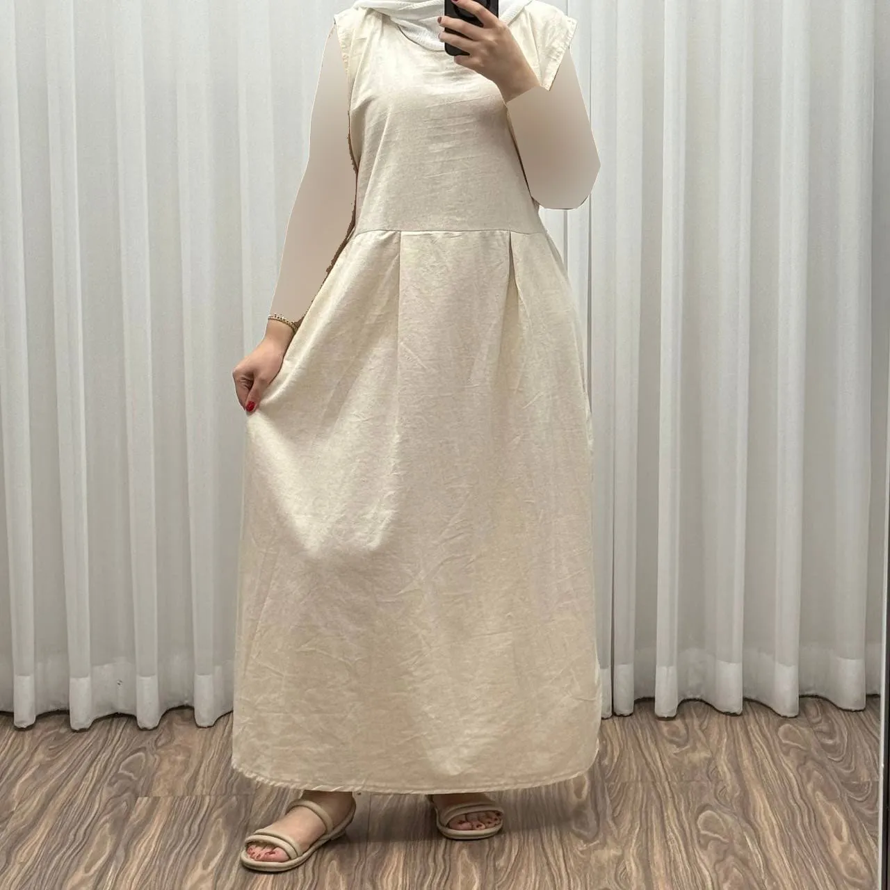 کت سارافون لینن مدل یولیا فری سایز زنانه مناسب تا سایز 48 چهارفصل شیک و راحت