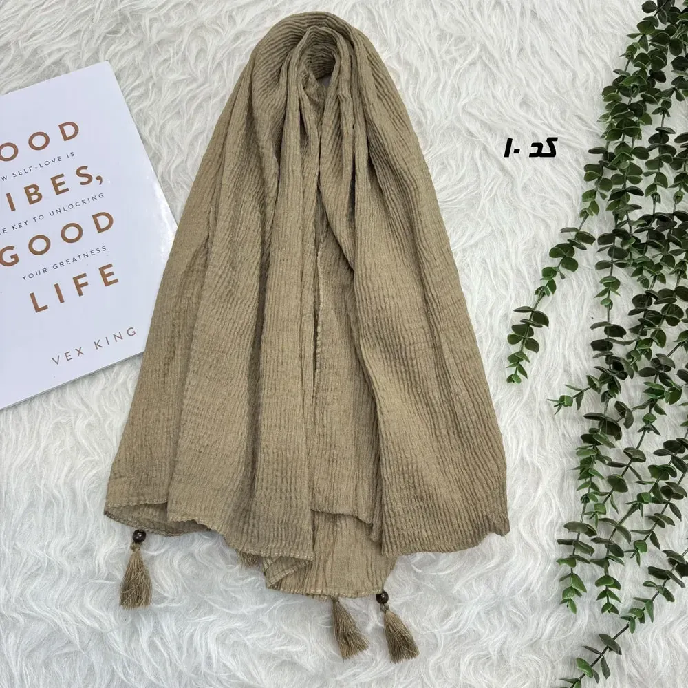 شال نخی برشکا قواره بزرگ طرح عدسی ابعاد 200 در 90 سانتی متر