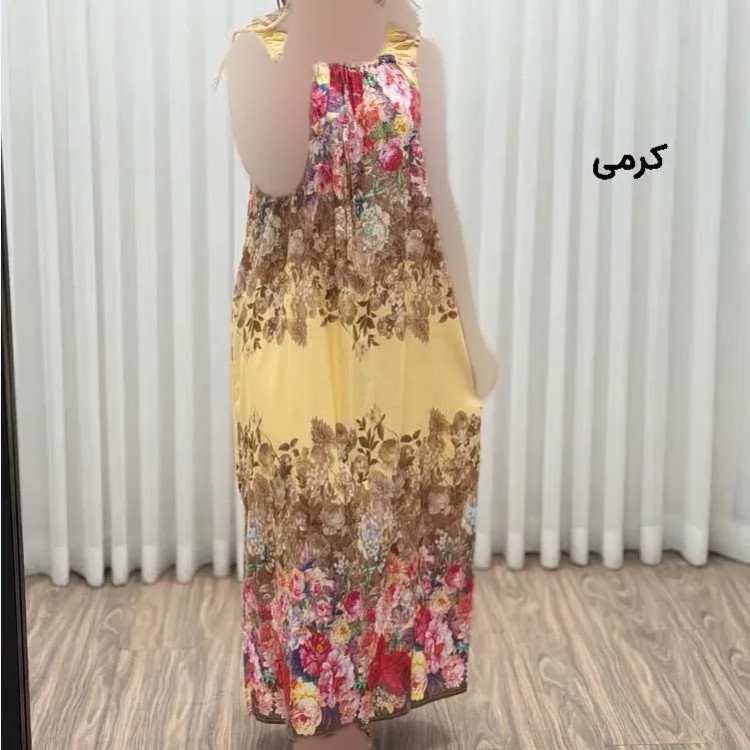 پیراهن ساحلی زنانه نخی آستین حلقهای فری سایز مناسب تا سایز 52