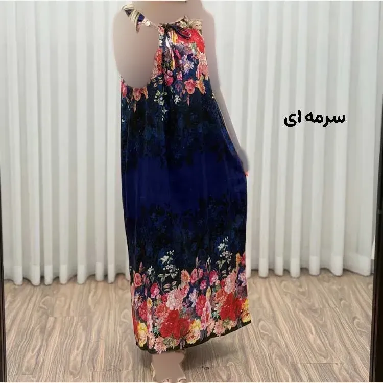 پیراهن ساحلی زنانه نخی آستین حلقهای فری سایز مناسب تا سایز 52