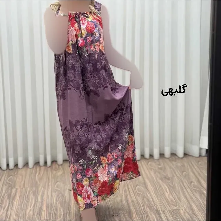 پیراهن ساحلی زنانه نخی آستین حلقهای فری سایز مناسب تا سایز 52
