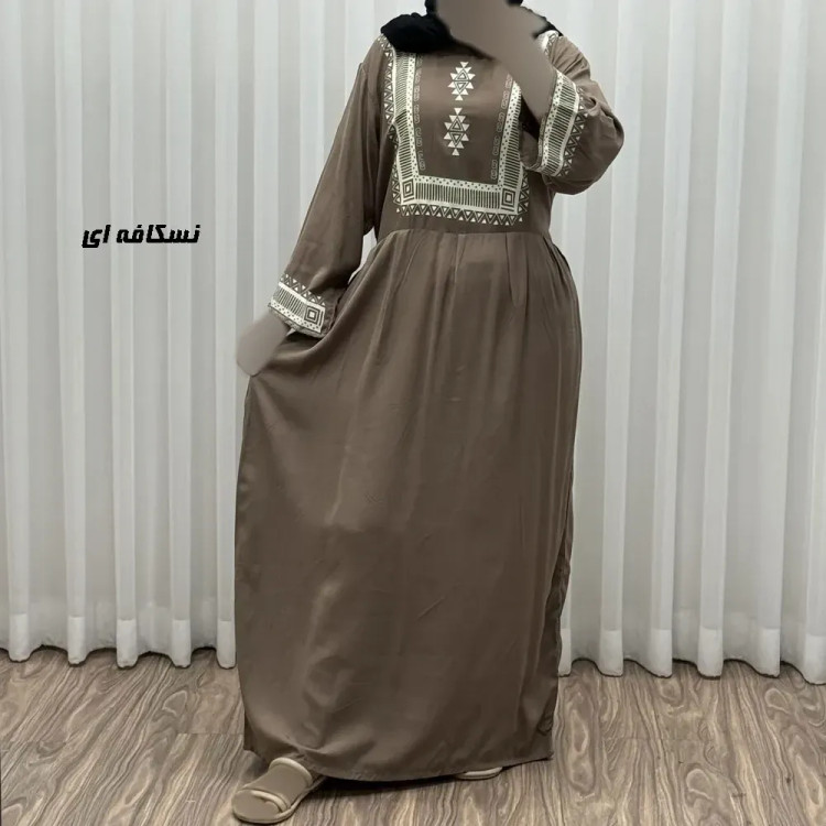 پیراهن ساحلی نخی زنانه مدل سرخپوستی فری سایز مناسب تا 44 با کمربند