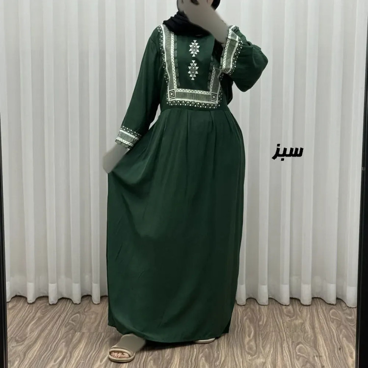 پیراهن ساحلی نخی زنانه مدل سرخپوستی فری سایز مناسب تا 44 با کمربند