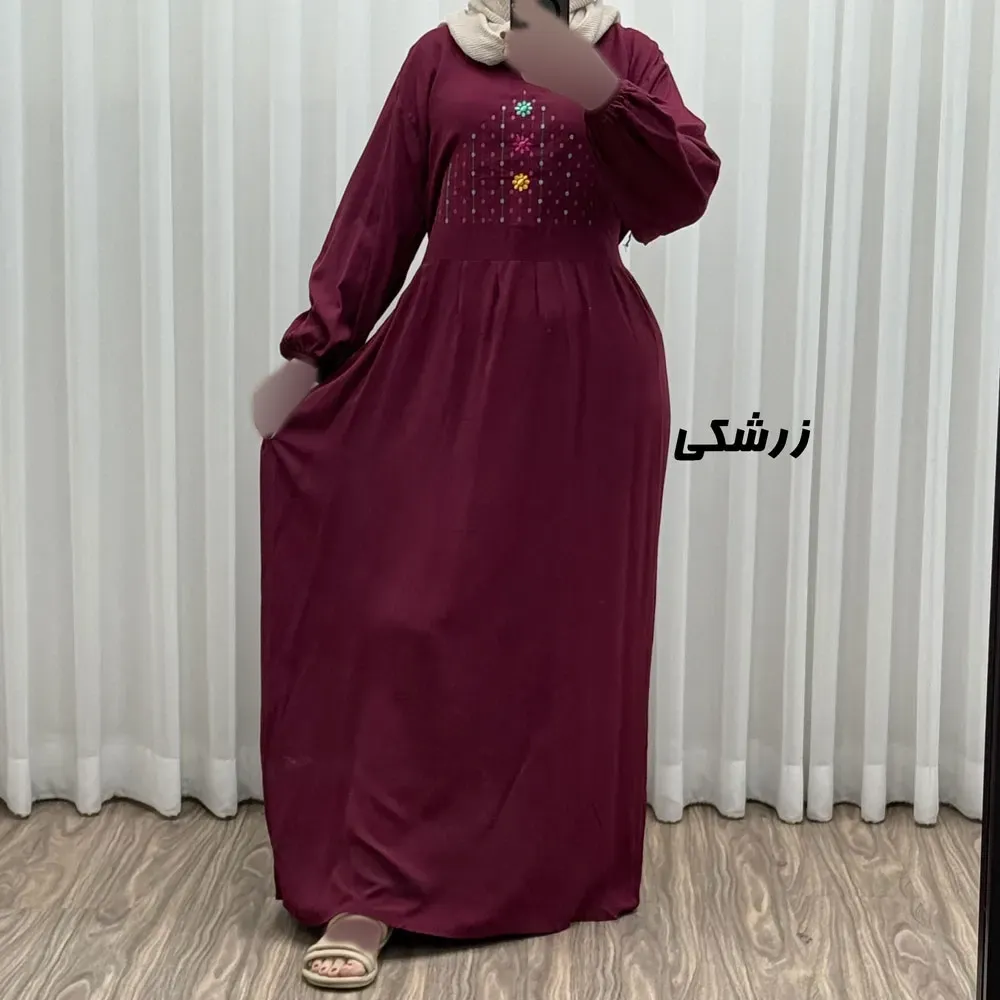 پیراهن ساحلی نخی گلدوزی شده زنانه و دخترانه فری سایز تا 46 با کمربند