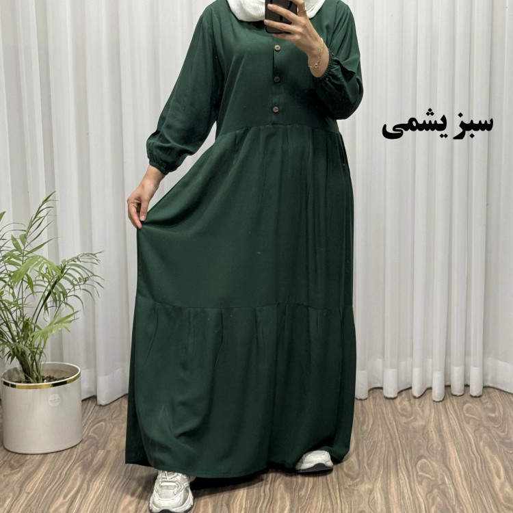 پیراهن ساحلی جلو دکمه نخی شسته شده فری سایز تا 46 بدون آبرفت و رنگ رفت کمربند دار تن خور شیک