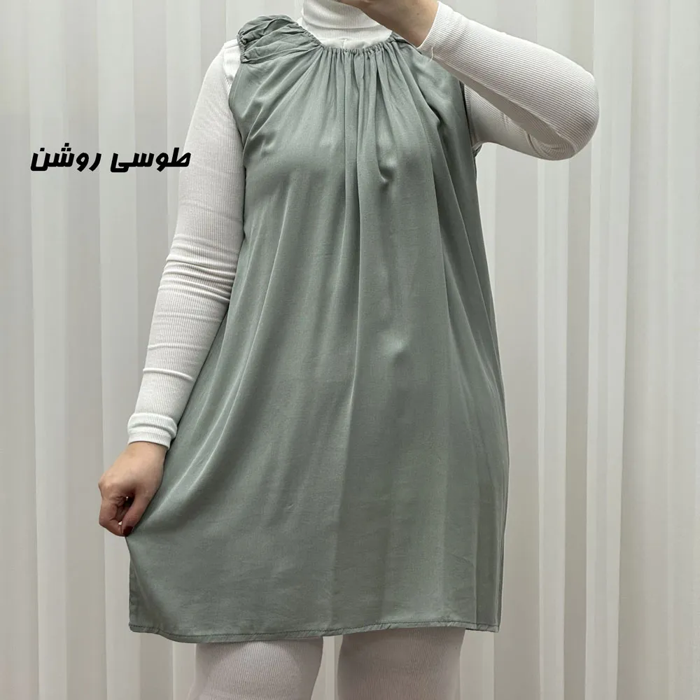 سارافون نخی زنانه کوتاه ساده فری سایز مناسب تا سایز 52