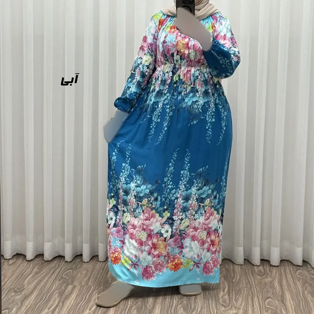 پیراهن ساحلی نخی زنانه طرح گلدار فری سایز مناسب تا 48