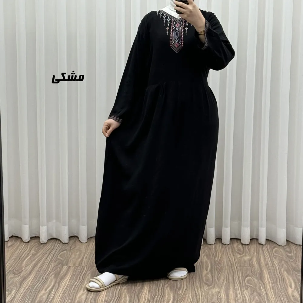 پیراهن ساحلی نخی زنانه مدل آتریسا فری سایز مناسب تا سایز 48 بهمراه کمربند