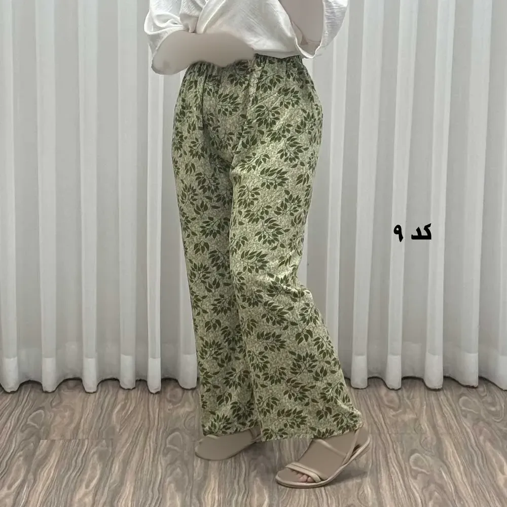 شلوار راحتی زنانه نخی فری سایز مناسب تا 46