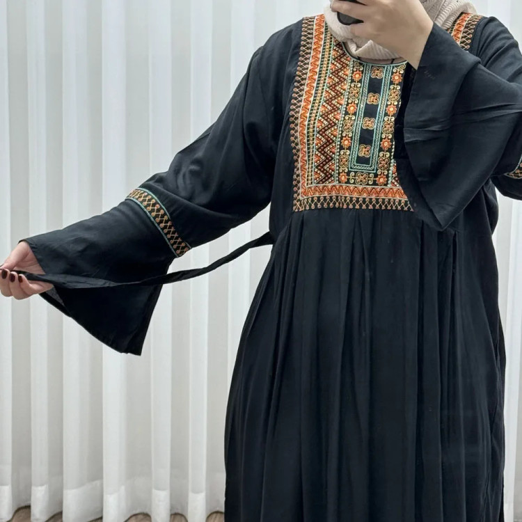 پیراهن نخی گلدوزی شده زنانه مدل مانیا فری سایز مناسب تا سایز 48
