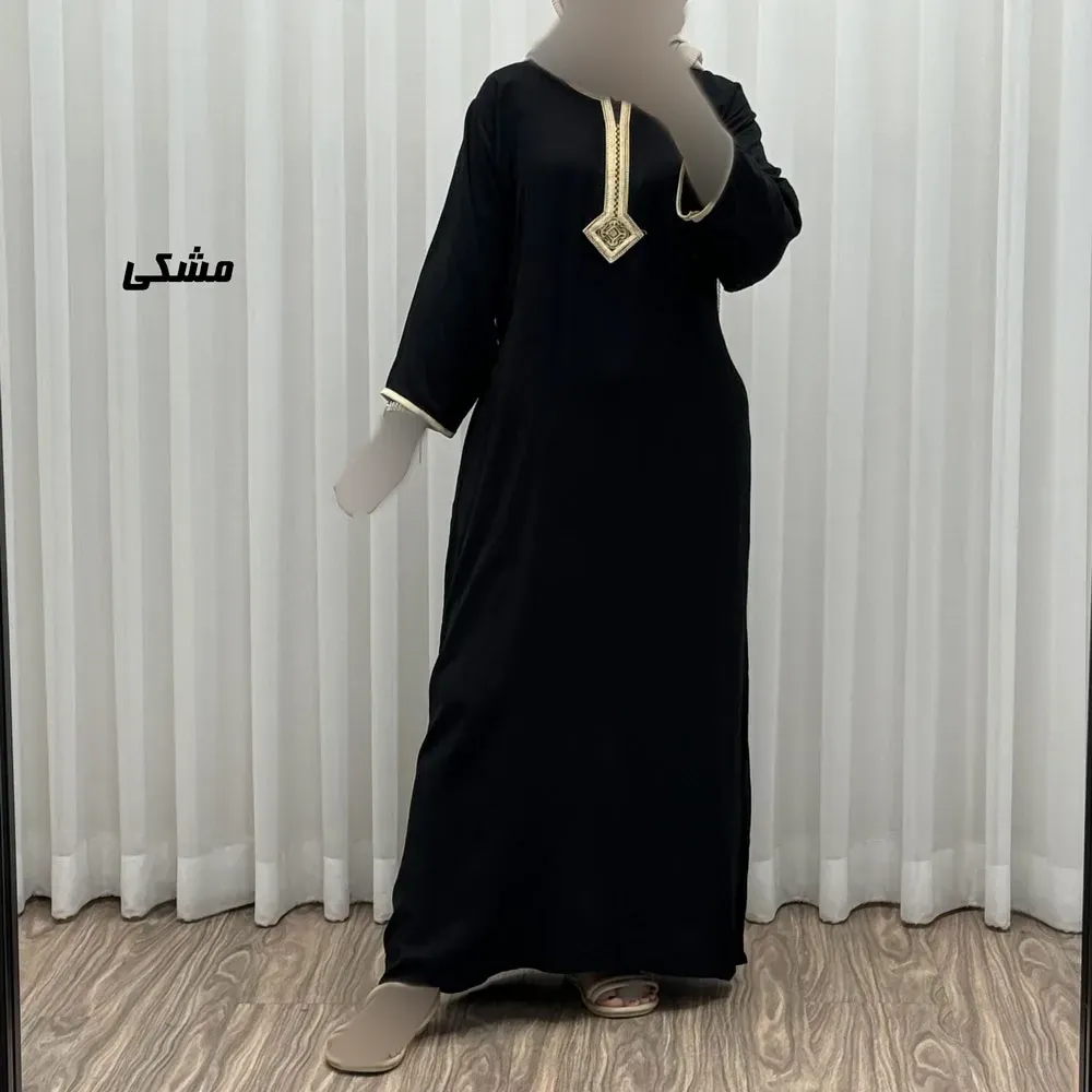 پیراهن کفتان نخی زنانه گلدوزی شده فری سایز مناسب تا سایز 50 با کمربند