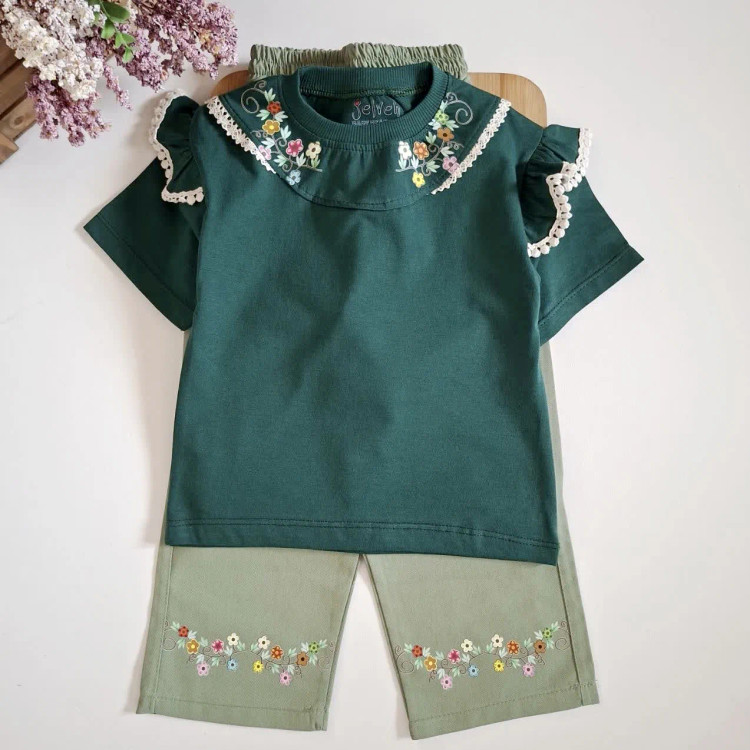 ست تیشرت و شلوار بگ کتان بچگانه دخترانه و پسرانه سایز 40 تا 60
