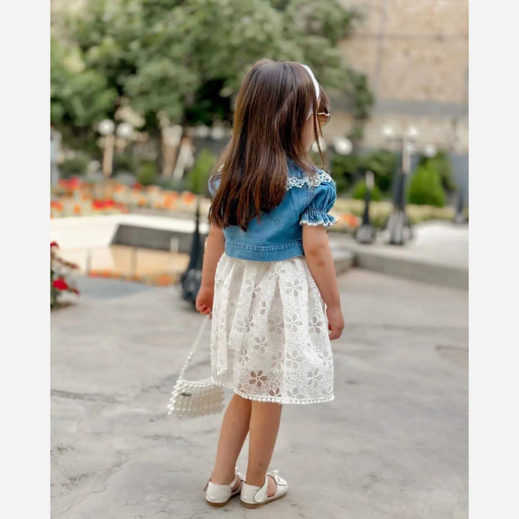 ست کت و سارافون مجلسی دخترانه مدل جین مناسب 1 تا 7 سال