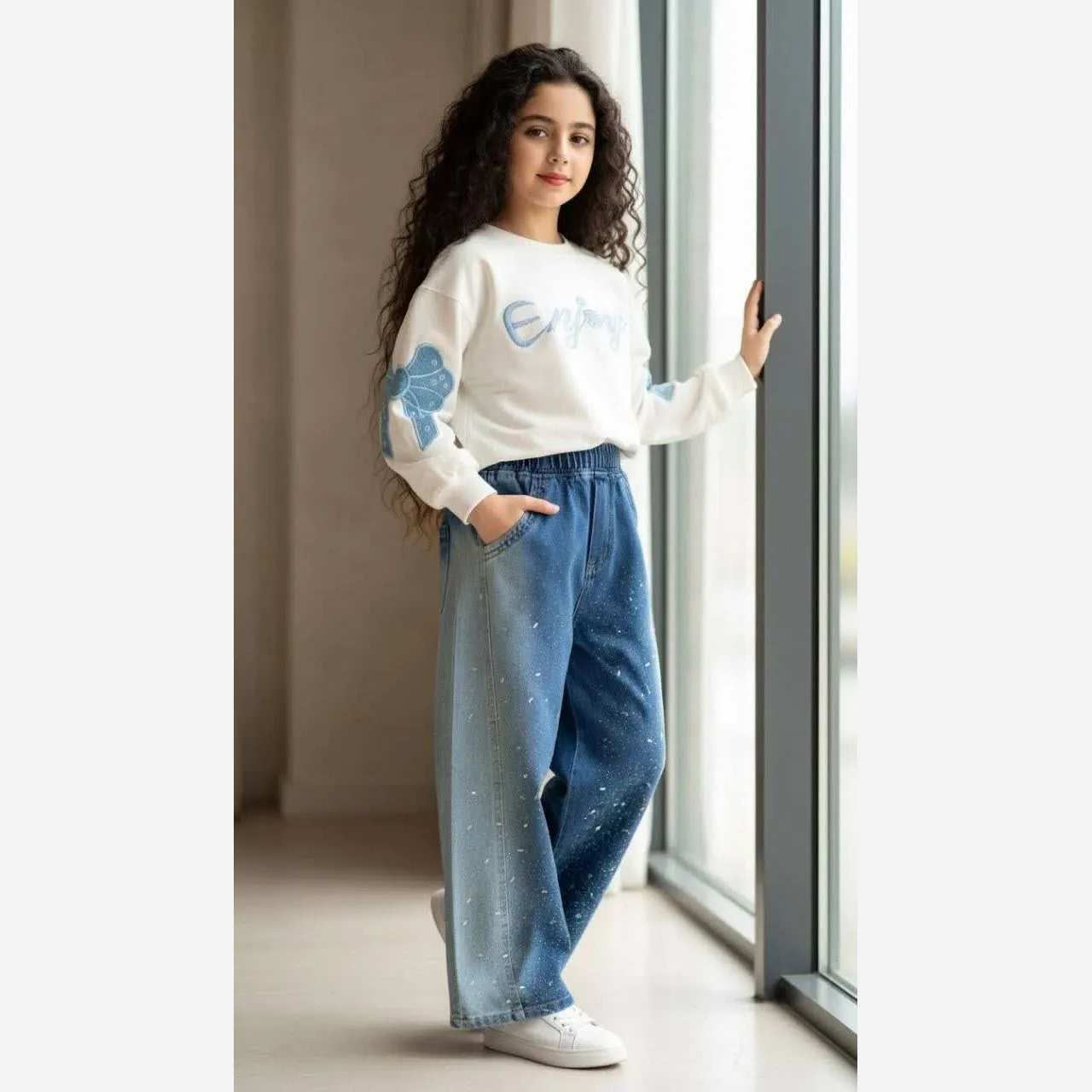 ست بلوز و شلوار جین دخترانه سایز 50 تا 65