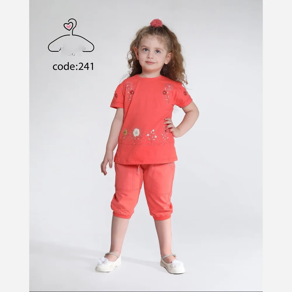 ست تاپ و شلوارک دخترانه جنس بلوز پنبه لاکرا و شلوارک کتان سایز 40 تا 55