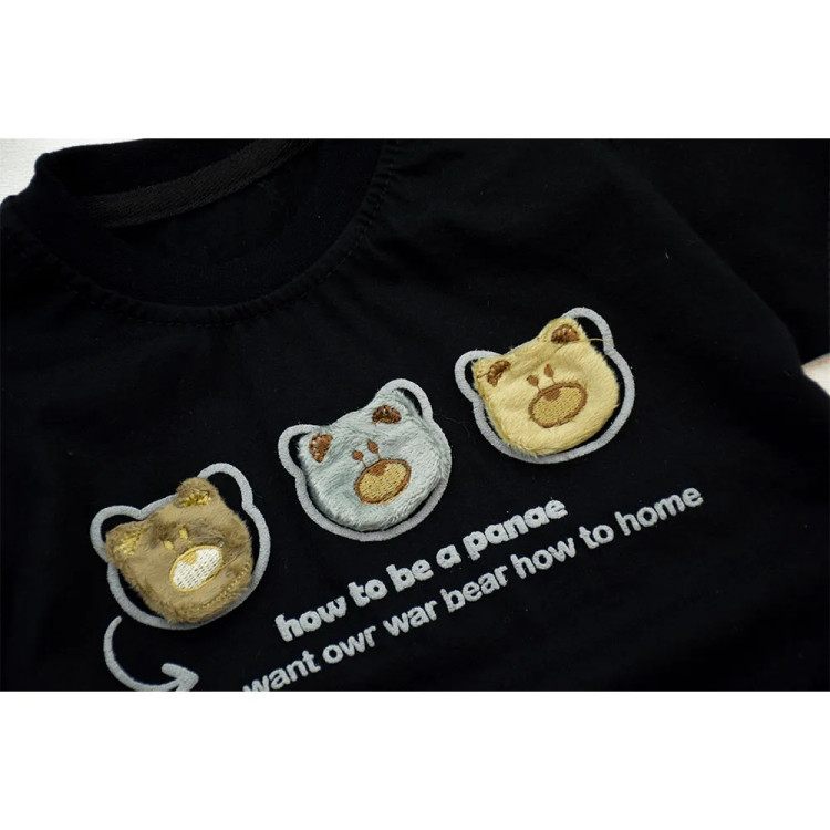 ست تیشرت و شلوارک پسرانه طرح خرسی رنگ مشکی