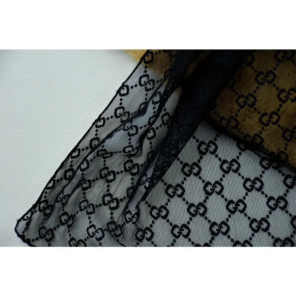 شال زنانه گیپور مشکی طرح لوزی ابعاد 67 در 198 سانتیمتر