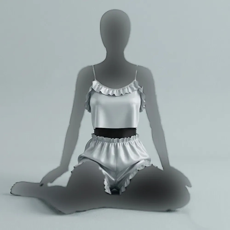تاپ شورتک زنانه ساتن چین دار بند قابل تنظیم