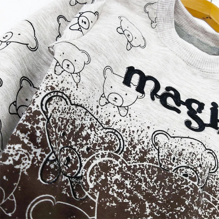 بلوز شلوار پسرانه طرح تدی مدل magic جنس ملانج