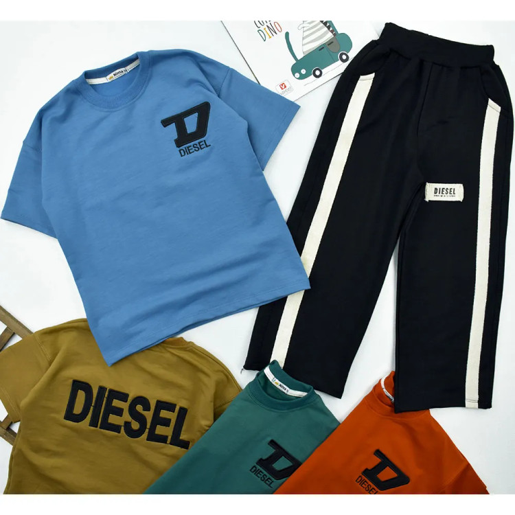 ست تیشرت و شلوار بگ پسرانه طرح DIESEL جنس پنبه