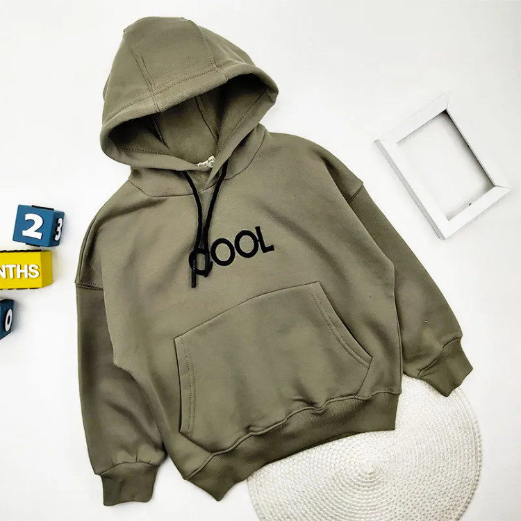 هودی دورس پسرانه کلاهدار طرح COOL با چاپ گلدوزی ضخیم