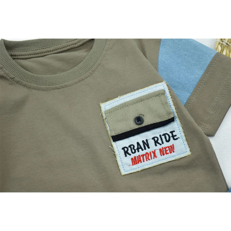 ست تیشرت و شلوارک پسرانه مدل RBAN کد 11295 با شلوارک جین