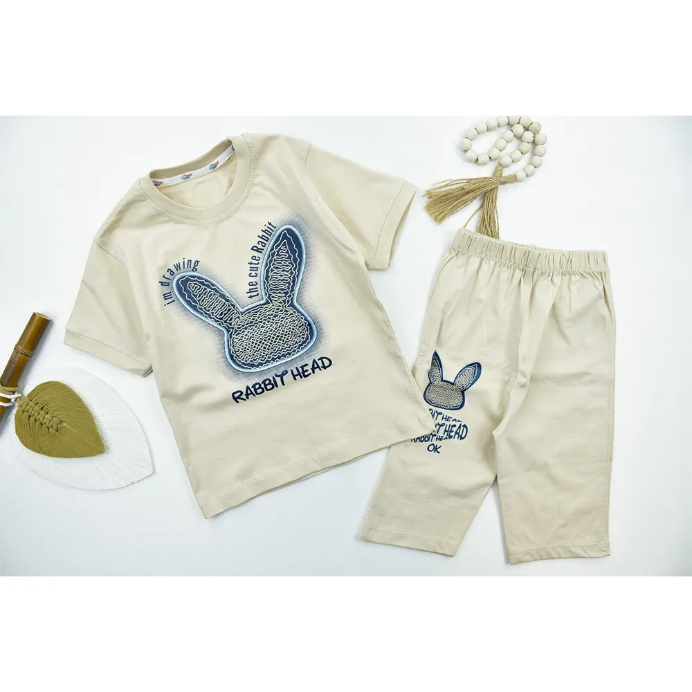 ست تیشرت و شلوارک دخترانه طرح خرگوش جنس پنبه سوپر