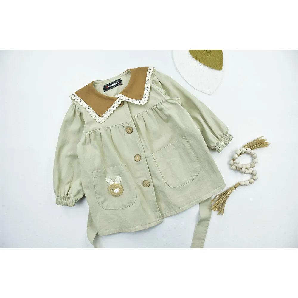 پیراهن کتان دخترانه دکمهدار آستیندار مناسب بهار و تابستان