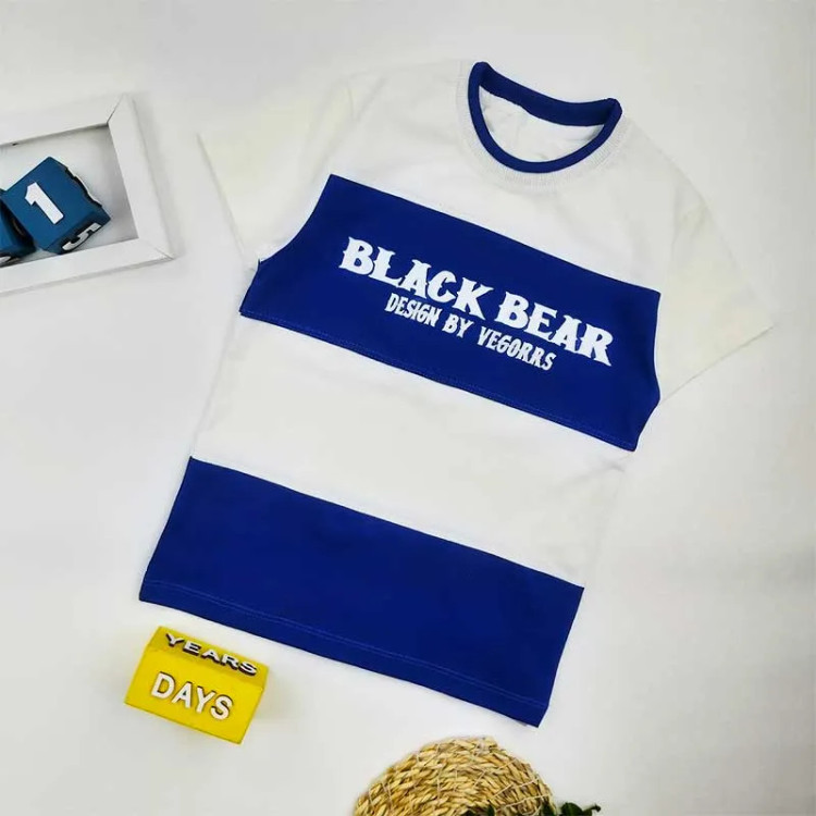 تیشرت پسرانه طرح BLACK یقه گرد پنبهای مناسب بهار و تابستان
