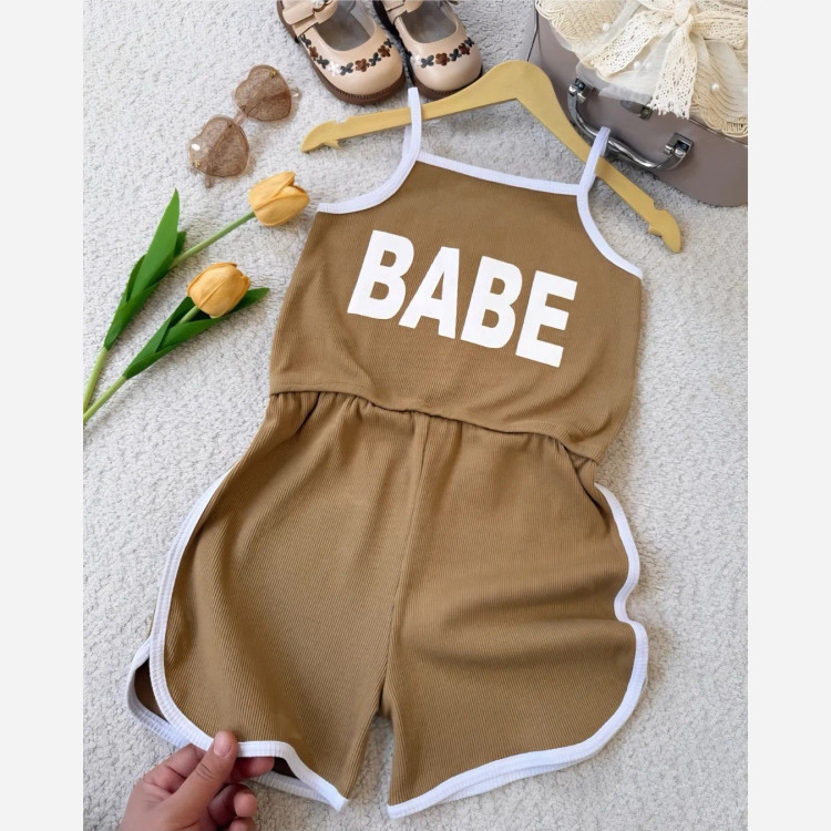 رمپر دخترانه پنبه کبریتی مدل BABE در 4 رنگ سایز 2 تا 9 سال