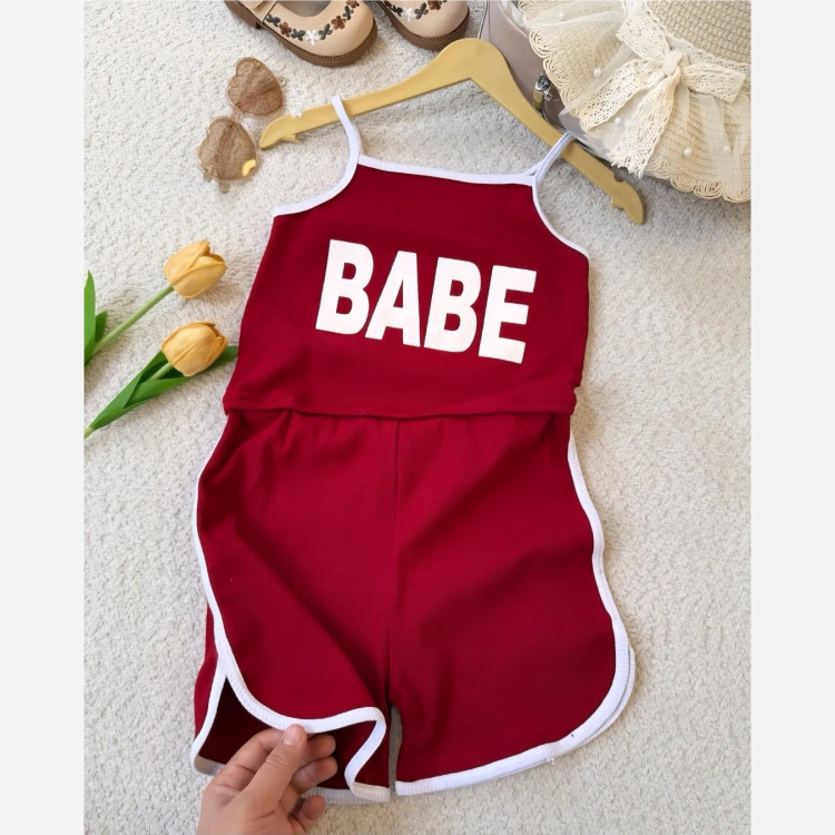 رمپر دخترانه پنبه کبریتی مدل BABE در 4 رنگ سایز 2 تا 9 سال