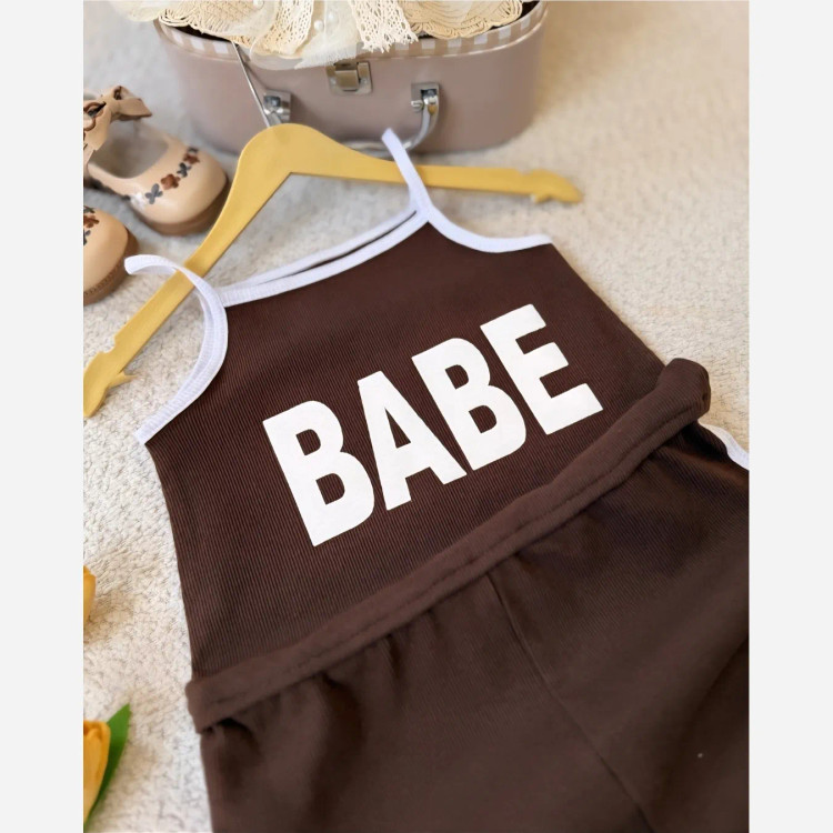 رمپر دخترانه پنبه کبریتی مدل BABE در 4 رنگ سایز 2 تا 9 سال