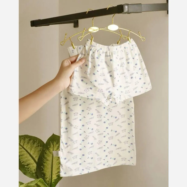 ست رکابی و شورت بچگانه طرح پیشی و ماهی جنس پنبه مناسب 2 تا 10 سال