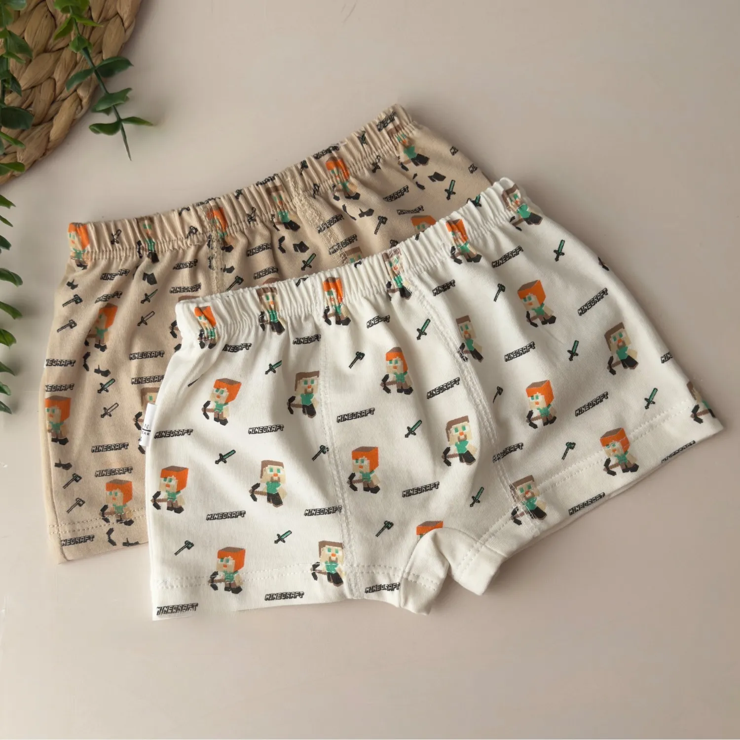 پک دوتایی شورت پسرانه طرح ماینکرفت نخ پنبه سایز 2 تا 10 سال