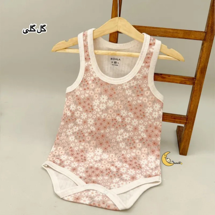 بادی رکابی زیردکمه نوزاد و کودک کوالا کیدز جنس نخ پنبه کبریتی