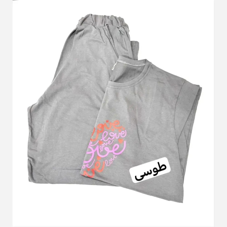 ست تیشرت و شلوار زنانه نخ پنبه قواره آزاد