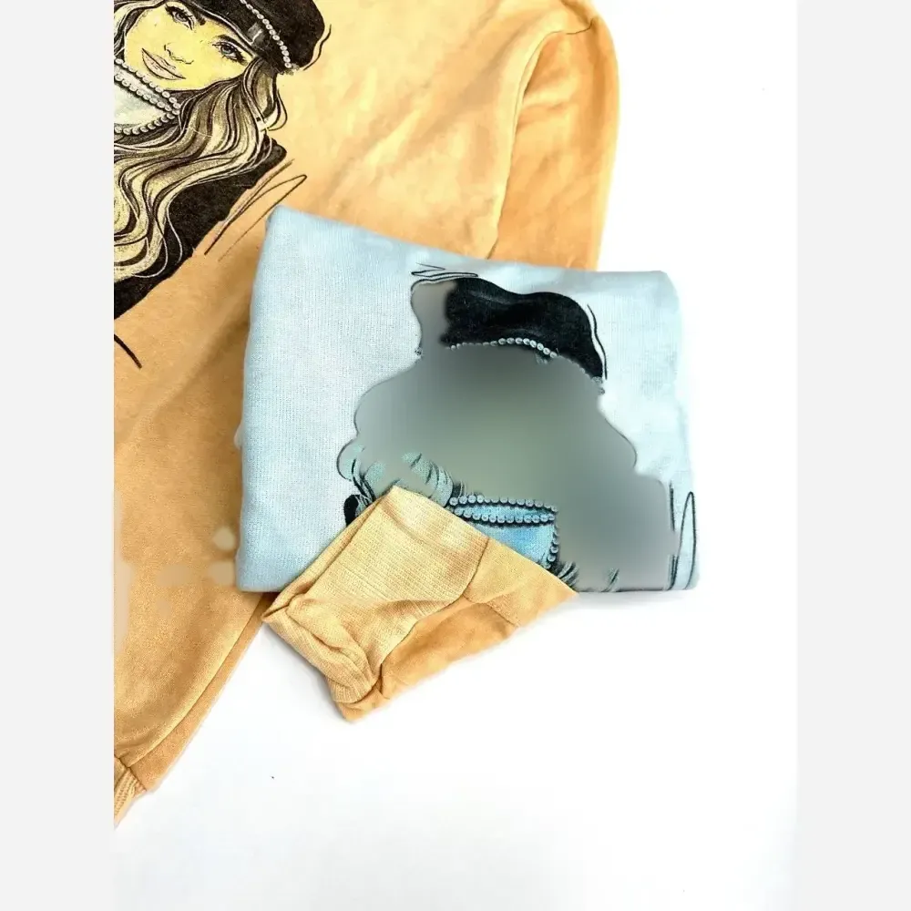 بلوز آستین بلند زنانه پاییزه طرح دختر و چای جنس کتان سنگ شور فری سایز