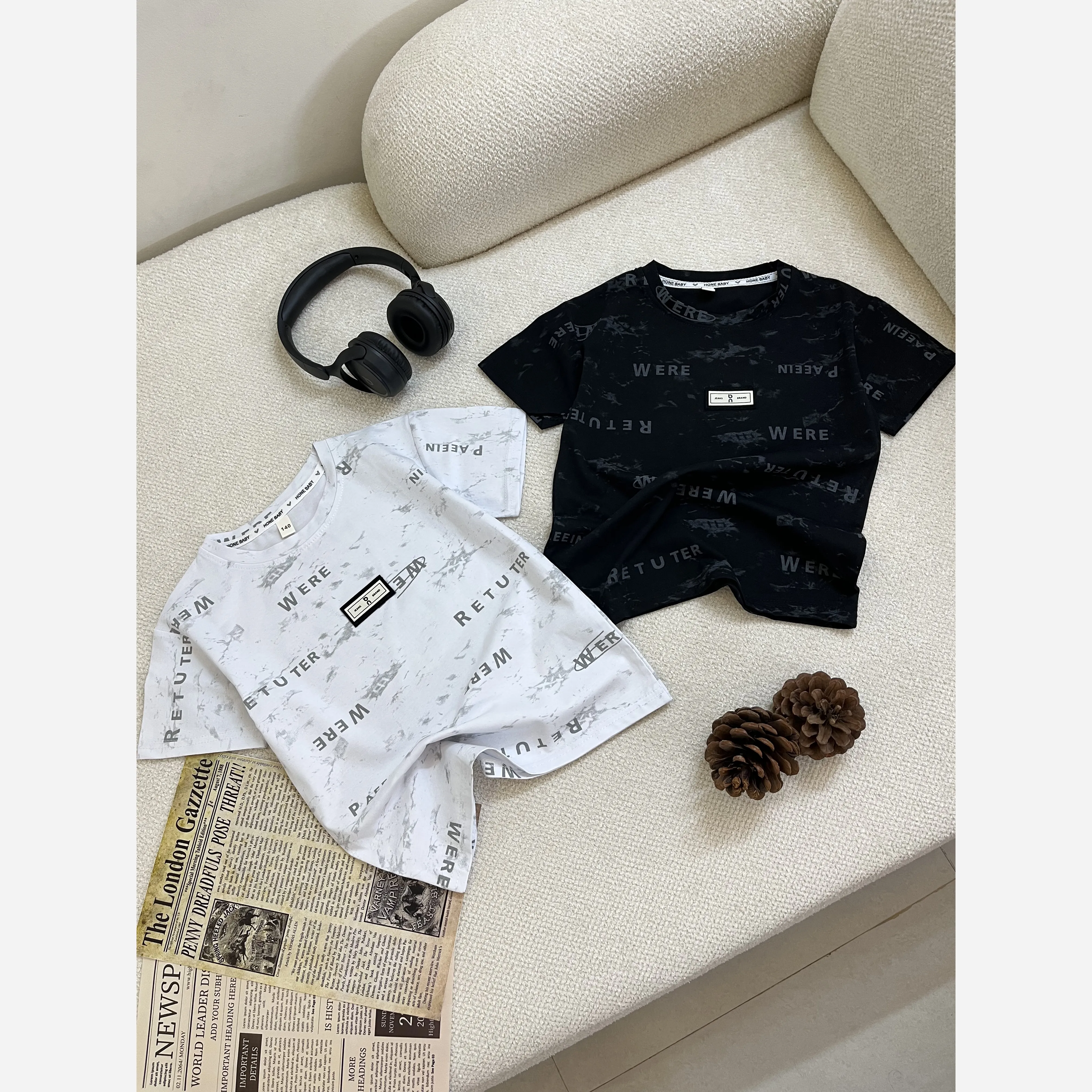 تیشرت بچگانه نخی پنبه ای وارداتی برند hone baby مناسب 3 تا 8 سال
