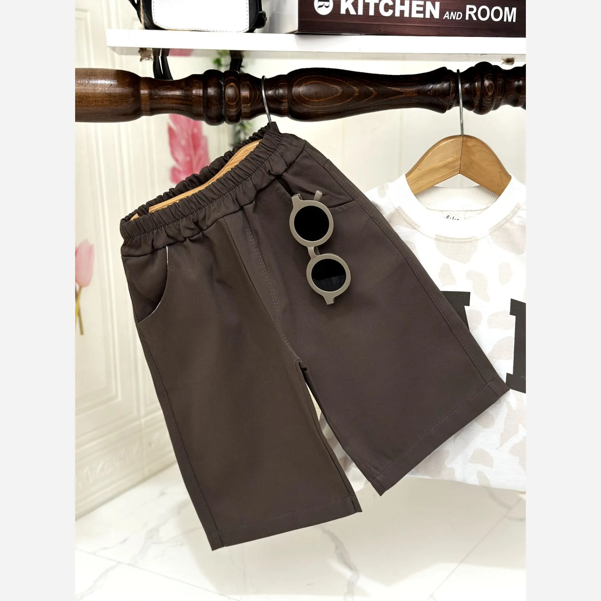 ست تیشرت و شلوارک دخترانه GAP نخ پنبه و کتان مناسب 2 تا 8 سال
