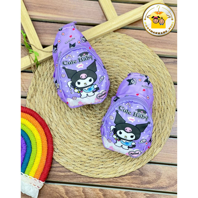 بادی بگ طرح کرومی زنانه و دخترانه ضدآب رنگ بنفش سایز 17 در 12 سانتیمتر