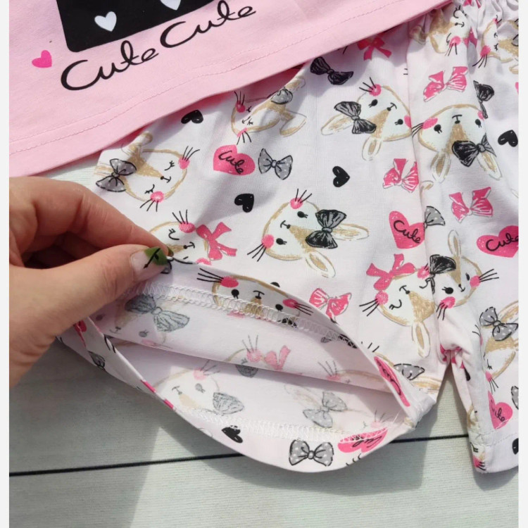 ست تیشرت و شلوارک بچگانه طرح خرگوشی جنس نخ پنبه سایز یک تا هفت سال