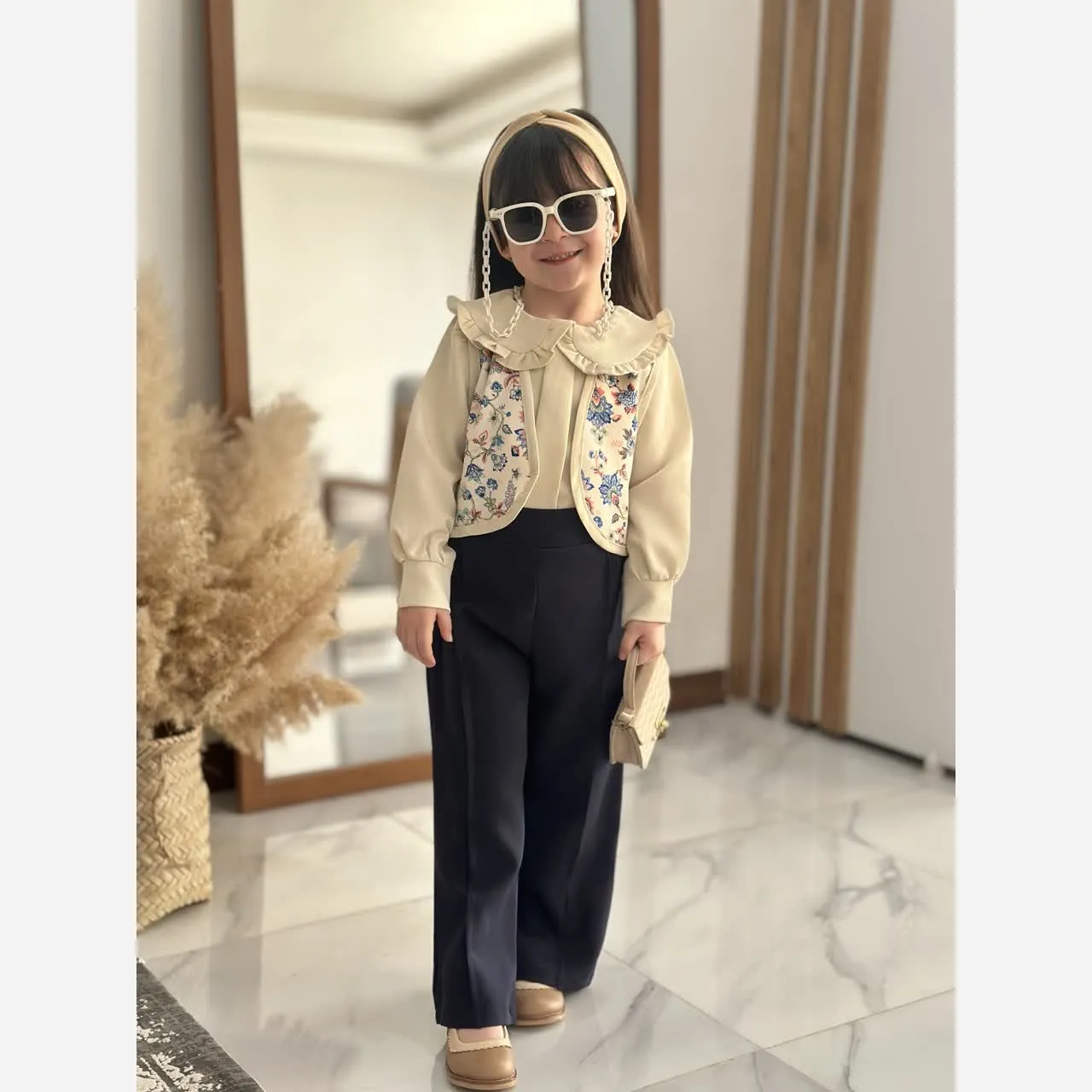 ست سه تیکه مازراتی دخترانه مدل مه گل