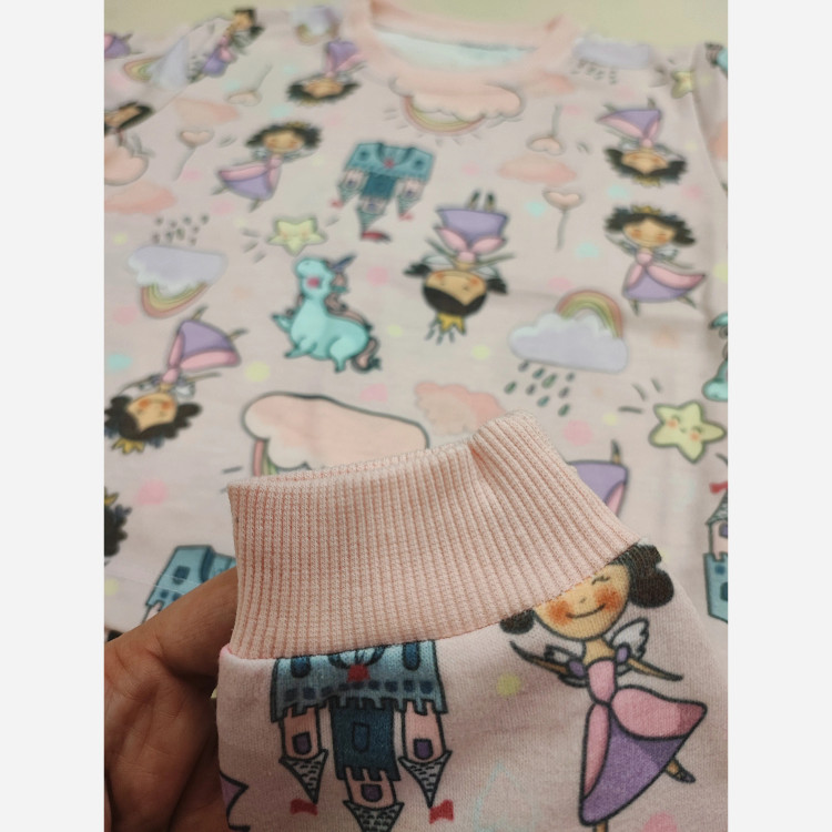 ست بلوز و شلوار راحتی دخترانه طرح پرنسس و اسب تک شاخ