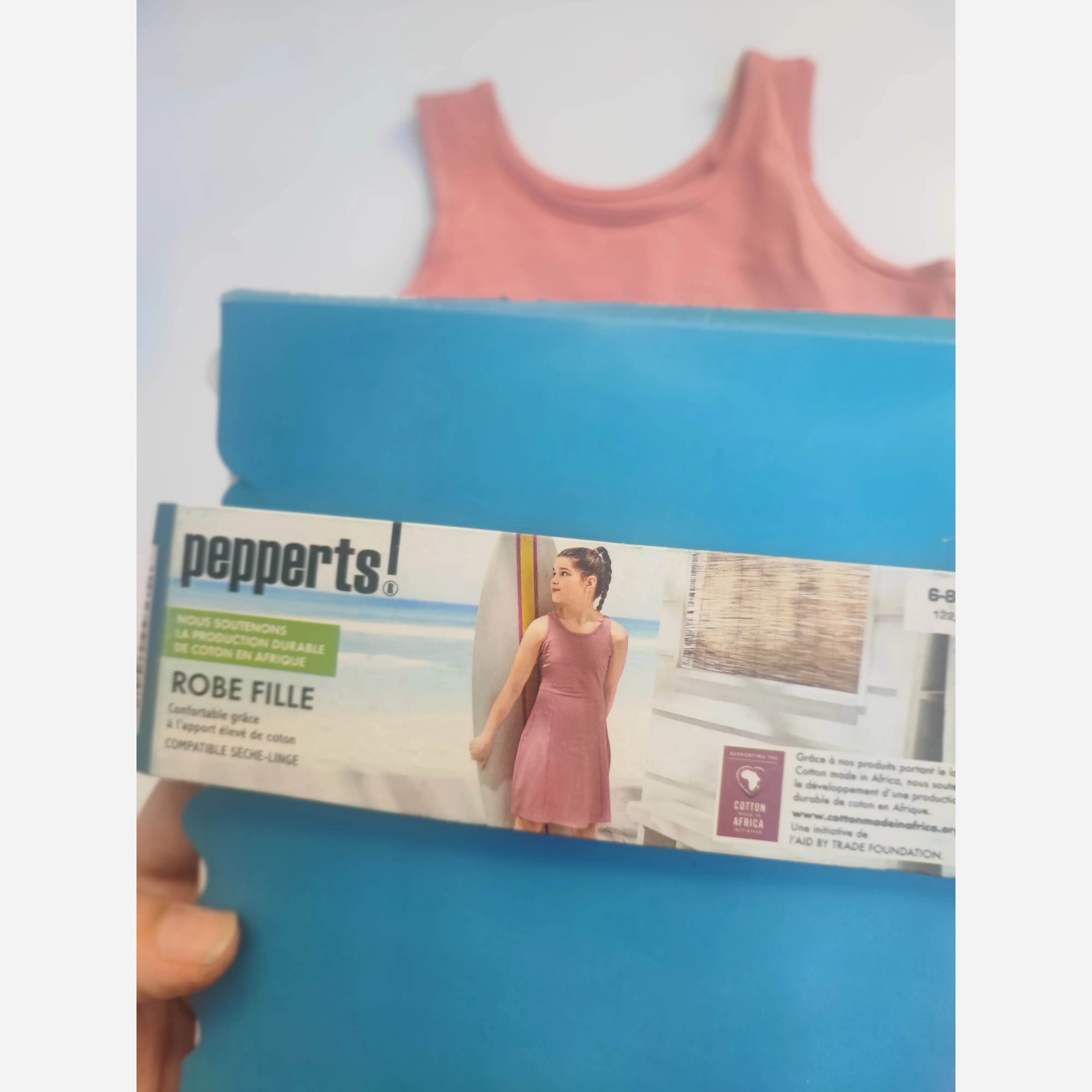 پیراهن دخترانه نخی برند pepperts آلمان یقه گرد خنک تابستانی