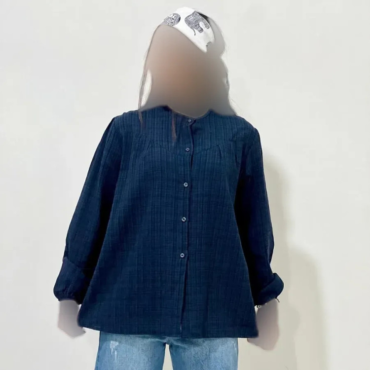 شومیز لینن مجلسی زنانه قد 69 سانت دورسینه 120 سانت آستین 58 سانت کد 1333
