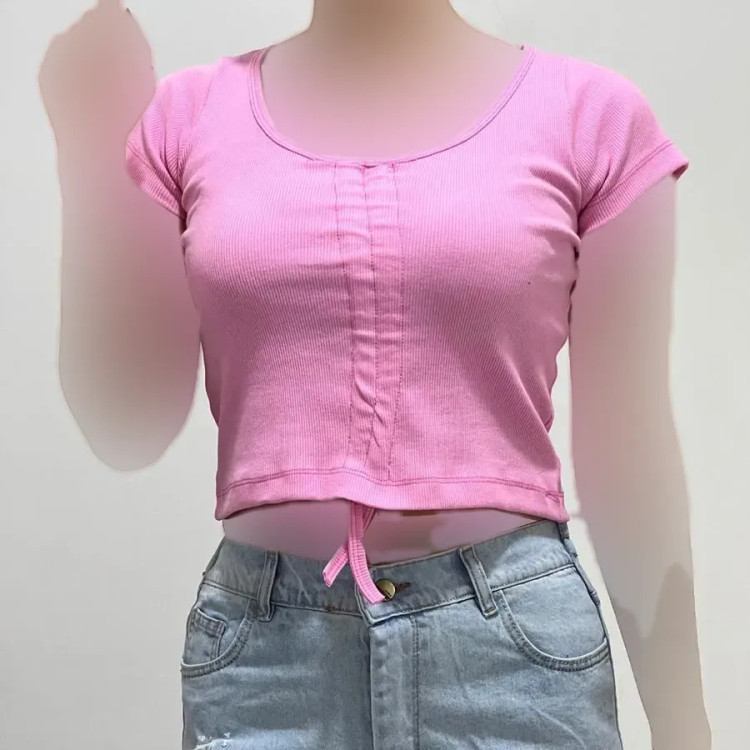 تیشرت کبریتی جلو گت دار فری سایز کد 1406