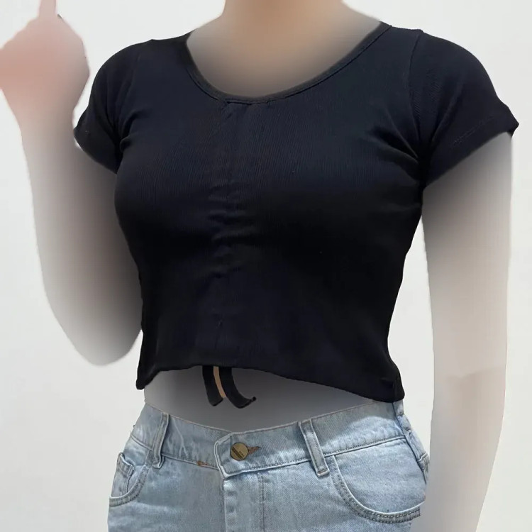 تیشرت کبریتی جلو گت دار فری سایز کد 1406