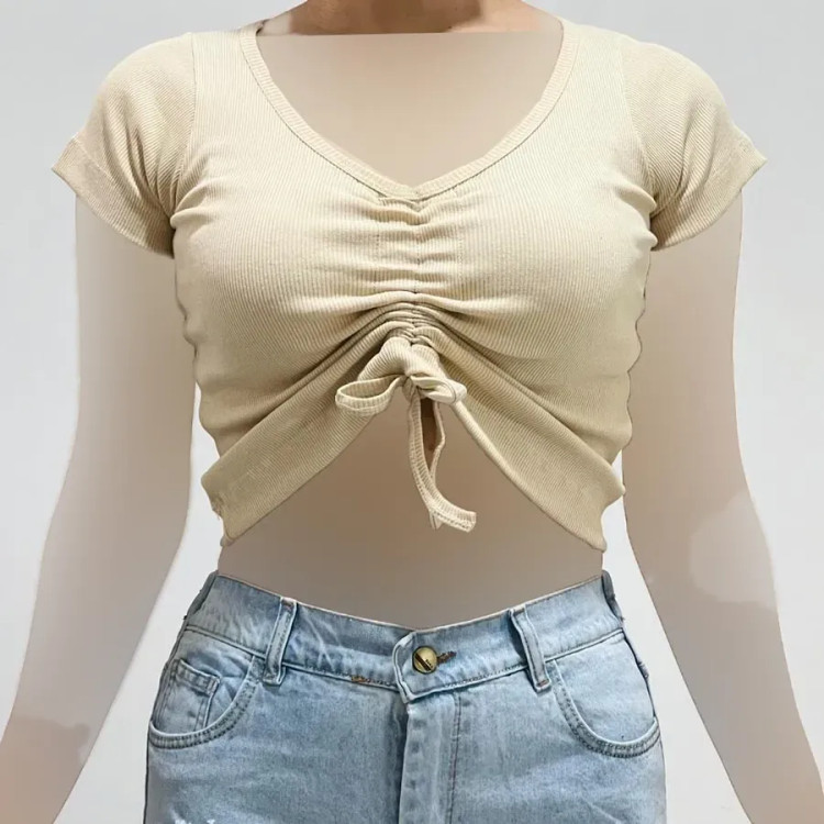 تیشرت کبریتی جلو گت دار فری سایز کد 1406