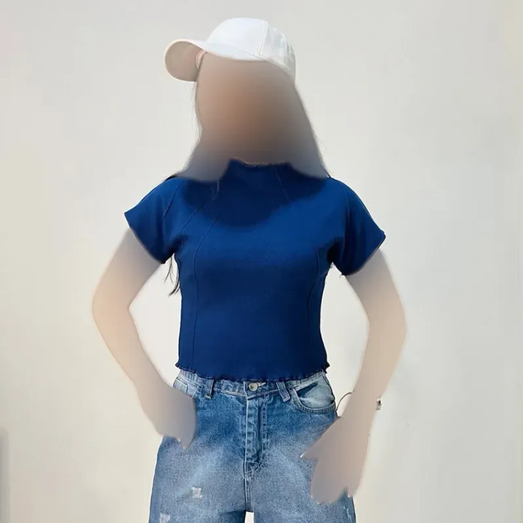 کراپ تاپ زنانه کبریتی رگه دوزی کد 1439