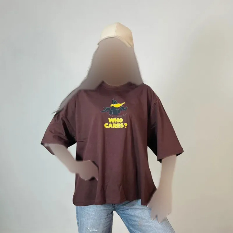 تیشرت باکسی نخ پنبه طرح اردک سایز 3